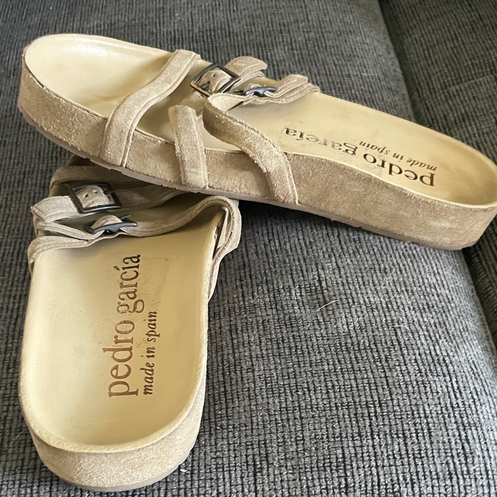 Pedro Garcia Beige Suede Mules